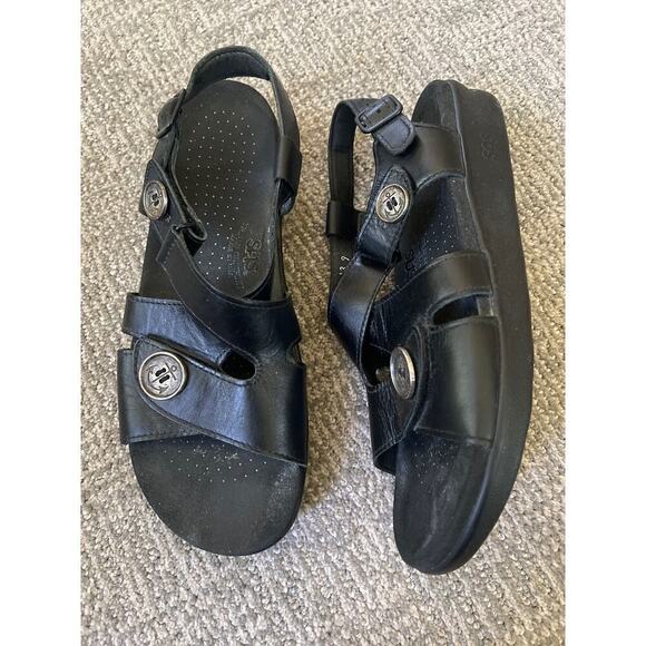 SAS black leather nautical sandals womens 11 N - Picture 1 of 8
